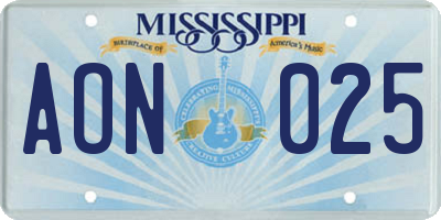 MS license plate AON025