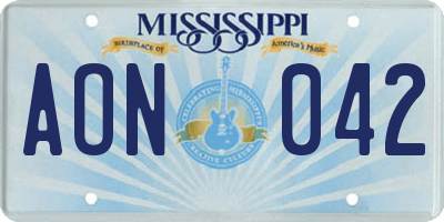 MS license plate AON042