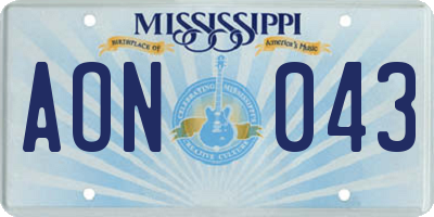 MS license plate AON043