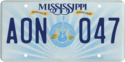 MS license plate AON047