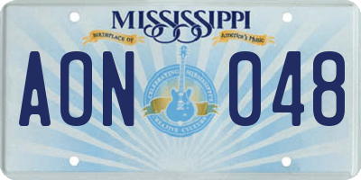 MS license plate AON048
