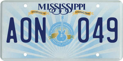 MS license plate AON049