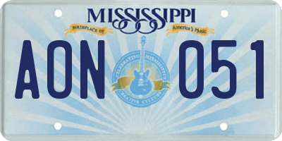 MS license plate AON051