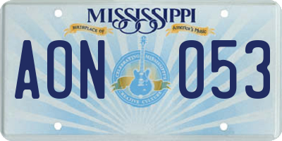 MS license plate AON053