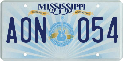 MS license plate AON054