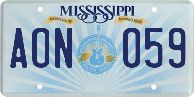 MS license plate AON059