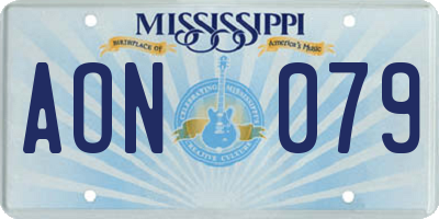 MS license plate AON079
