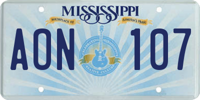 MS license plate AON107