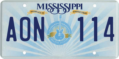 MS license plate AON114