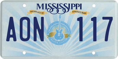 MS license plate AON117