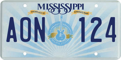 MS license plate AON124