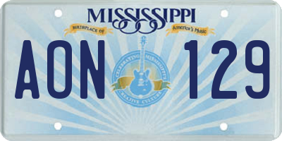 MS license plate AON129