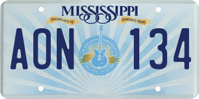 MS license plate AON134