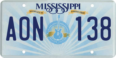 MS license plate AON138