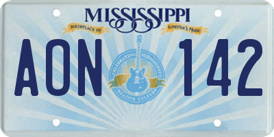MS license plate AON142