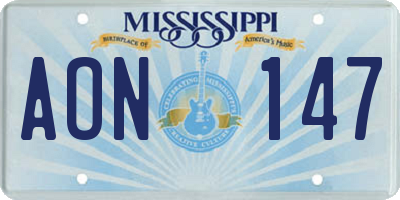 MS license plate AON147