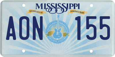 MS license plate AON155