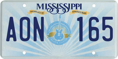 MS license plate AON165