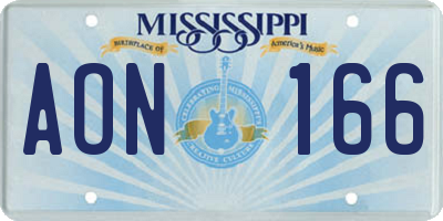 MS license plate AON166