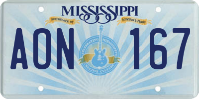 MS license plate AON167