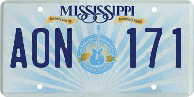 MS license plate AON171