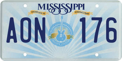 MS license plate AON176