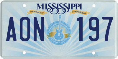 MS license plate AON197