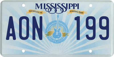 MS license plate AON199