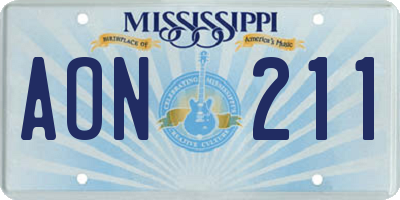 MS license plate AON211
