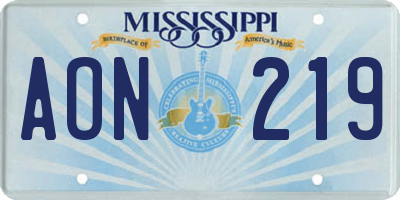 MS license plate AON219