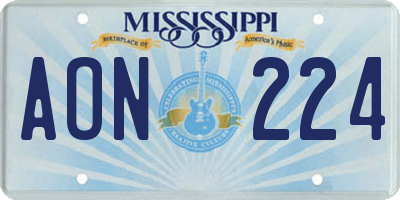 MS license plate AON224