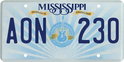 MS license plate AON230