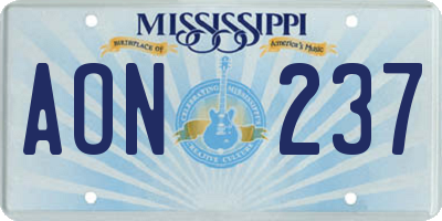MS license plate AON237