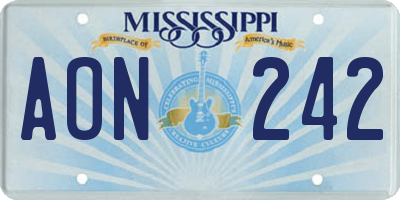 MS license plate AON242