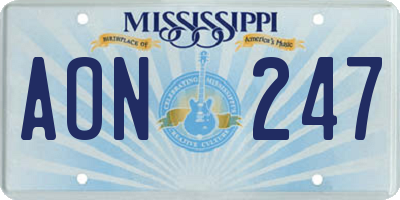 MS license plate AON247