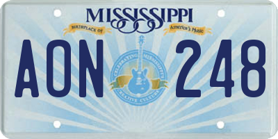 MS license plate AON248