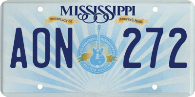 MS license plate AON272