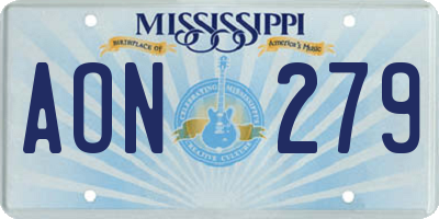 MS license plate AON279