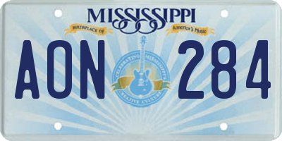 MS license plate AON284