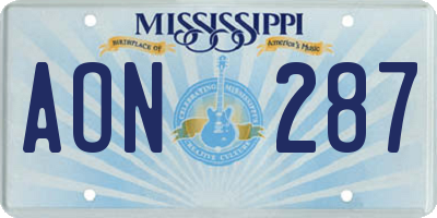 MS license plate AON287