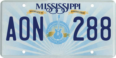 MS license plate AON288