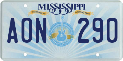 MS license plate AON290