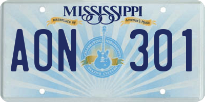 MS license plate AON301