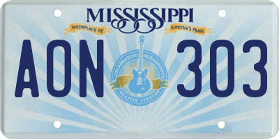 MS license plate AON303