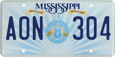 MS license plate AON304
