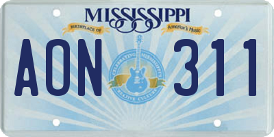 MS license plate AON311
