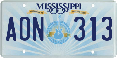 MS license plate AON313