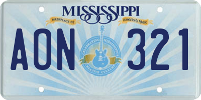 MS license plate AON321