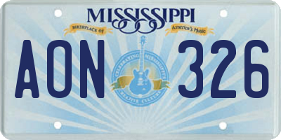 MS license plate AON326