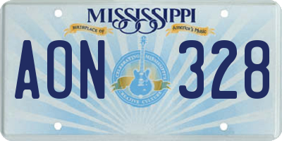 MS license plate AON328